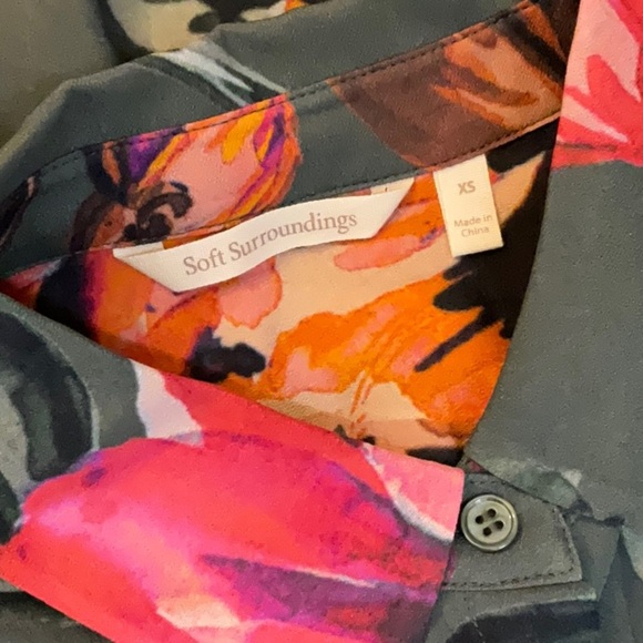 Soft Surroundings Green Provincia Maxi Dress | Floral | Handkerchief Hem | XS - Picture 9 of 11